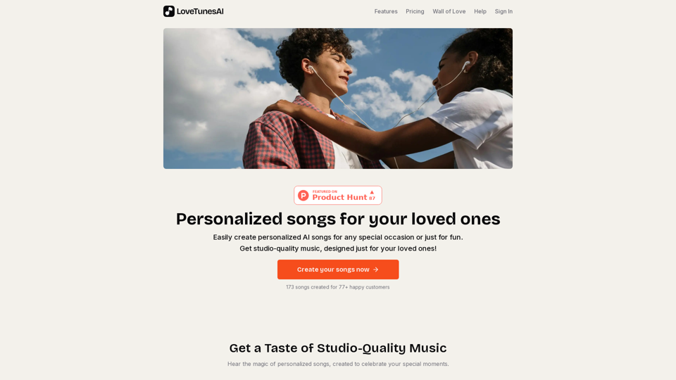 LoveTunesAI - Personalized songs for your loved ones