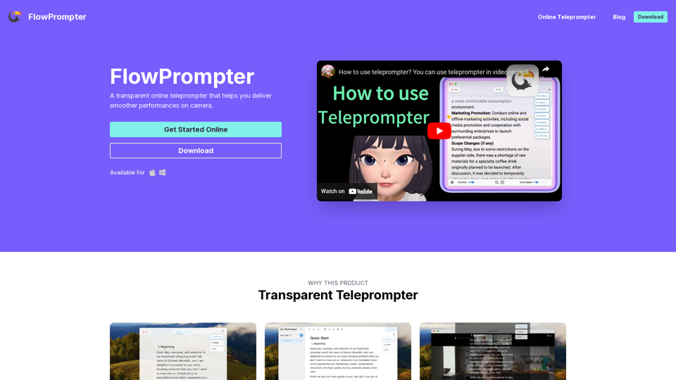 FlowPrompter - Online Transparent Teleprompter