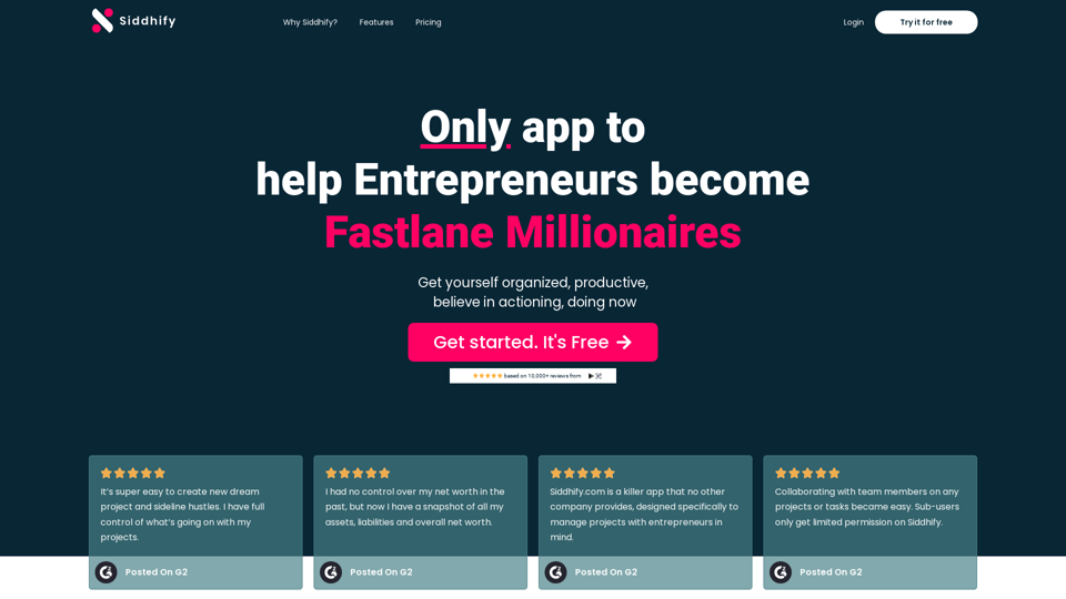 Siddhify - Dream projects and tasks collaboration tool for entrepreneurs