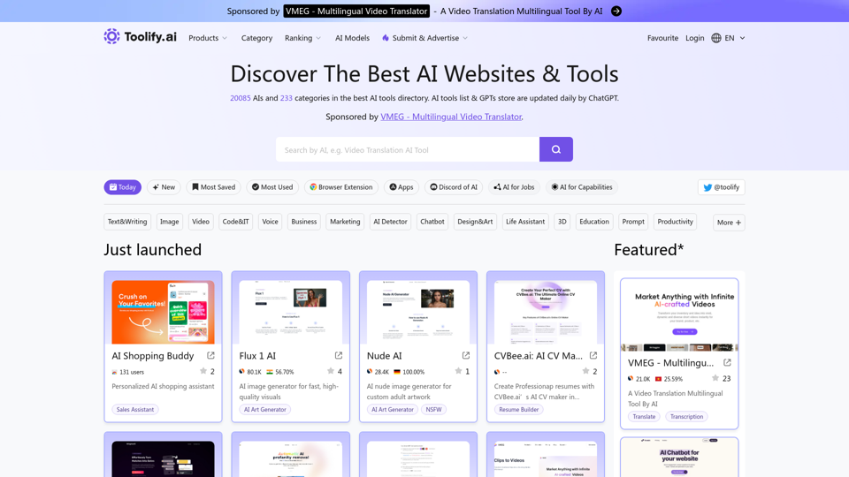 Best AI Tools Directory & AI Tools List - Toolify