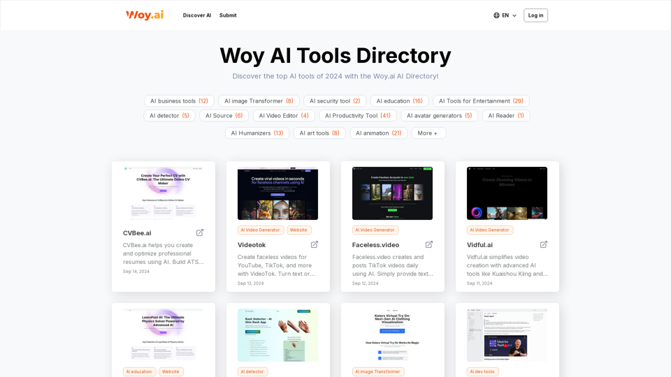 Woy AI Directory: List of the Best & Latest AI Tools in 2024